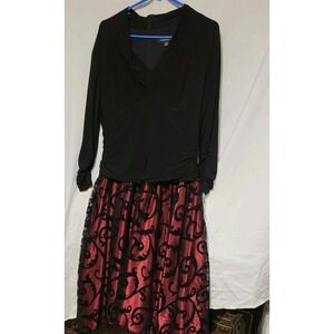 VINTAGE S&L FASHIONs Dress J Lace Floral Mother of Bride Sz 16 black red S.l.